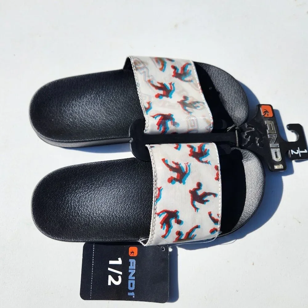 NEW And1 Size 1 Youth Boys Basketball Slide Sandal Sandals Slides shoes Holograp